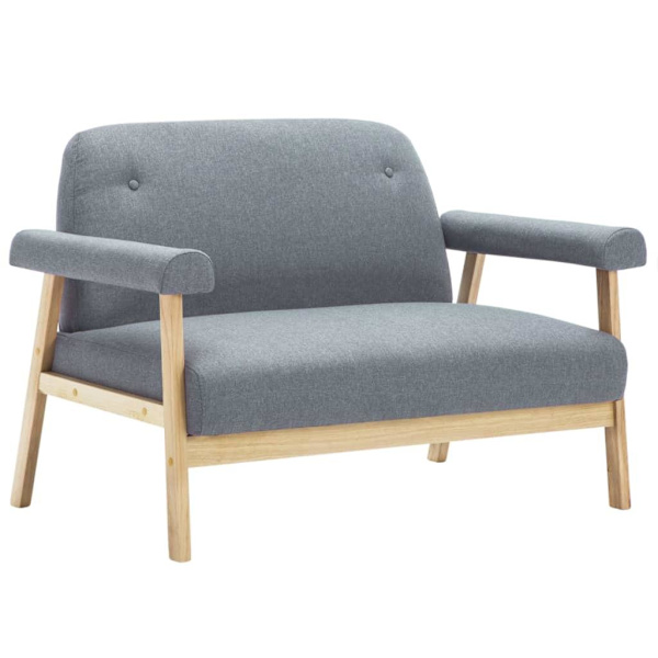 vidaXL Soffa 2-sits tyg ljusgrå grå