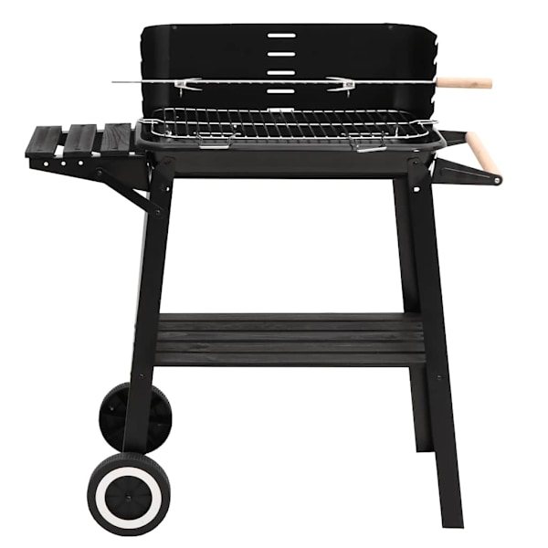 vidaXL Kolgrill med hjul svart stål Svart