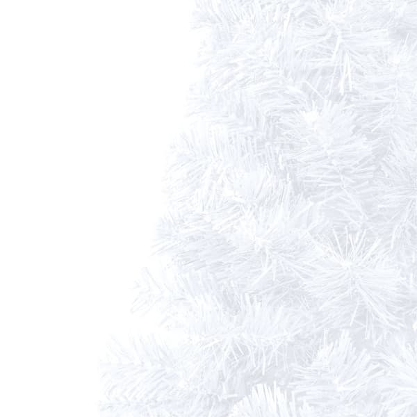 vidaXL Belyst halv plastgran med kulor vit 210 cm Vit