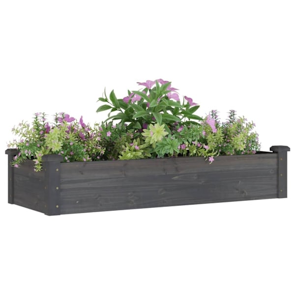 vidaXL Odlingslåda med foder grå 120x45x25 cm massivt granträ Grå