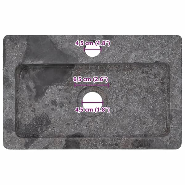 vidaXL Väggmonterat handfat grå 38x24x6,5 cm marmor grå