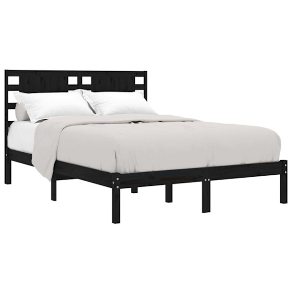 vidaXL Sängram svart massiv furu 200x200 cm Svart
