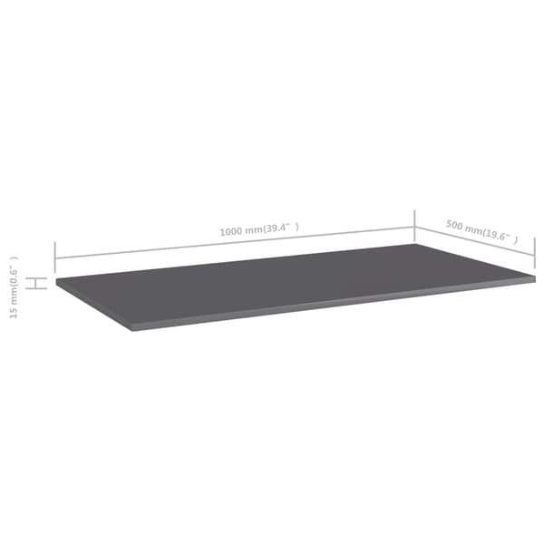 vidaXL Hyllplan 4 st grå högglans 100x50x1,5 cm konstruerat trä grå