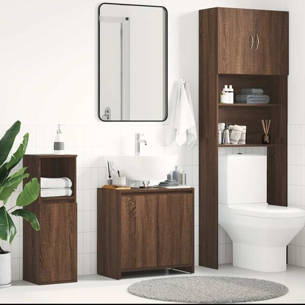 vidaXL Badrumsskåp brun ek 60x33x61 cm konstruerat trä Brun