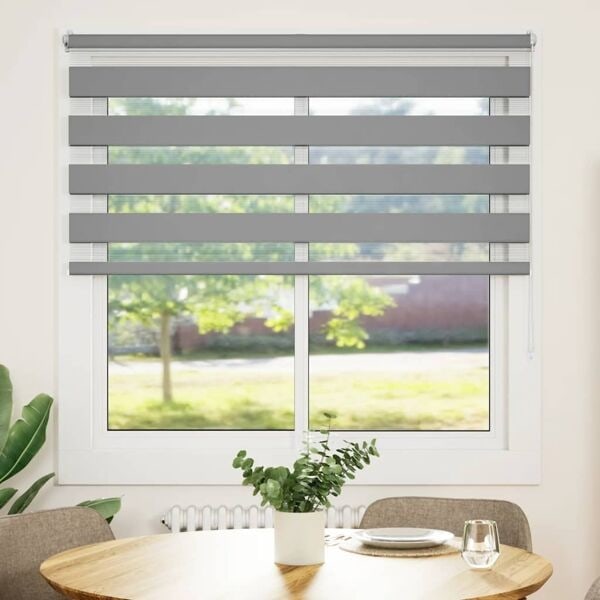 vidaXL Rullgardin randig grå 140 x 175 cm transparent grå