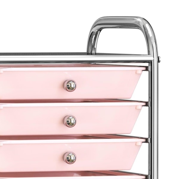 vidaXL Förvaringsvagn 10 lådor rosa plast Rosa