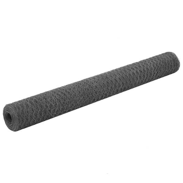 vidaXL Hönsnät stål med PVC-beläggning 25x1,2 m grå grå