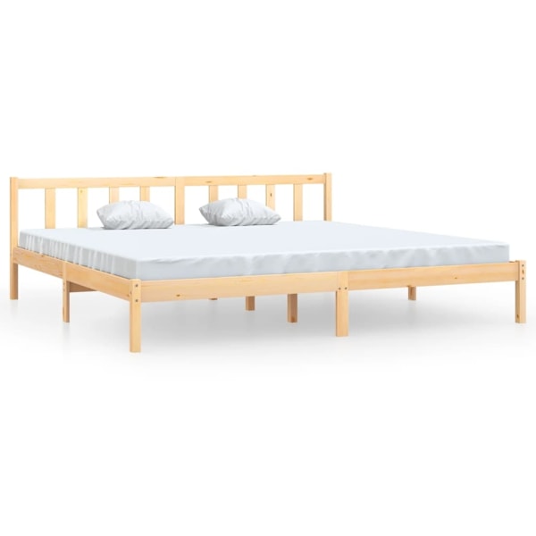 vidaXL Sängram massiv furu 200x200 cm Brun