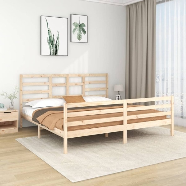 vidaXL Sängram massivt trä 200x200 cm Brun
