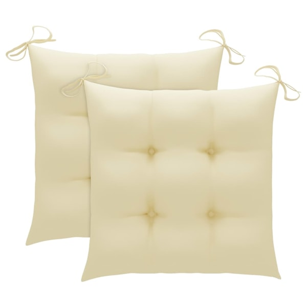 vidaXL Trädgårdsstolar 2 st med dynor massiv teak Creme