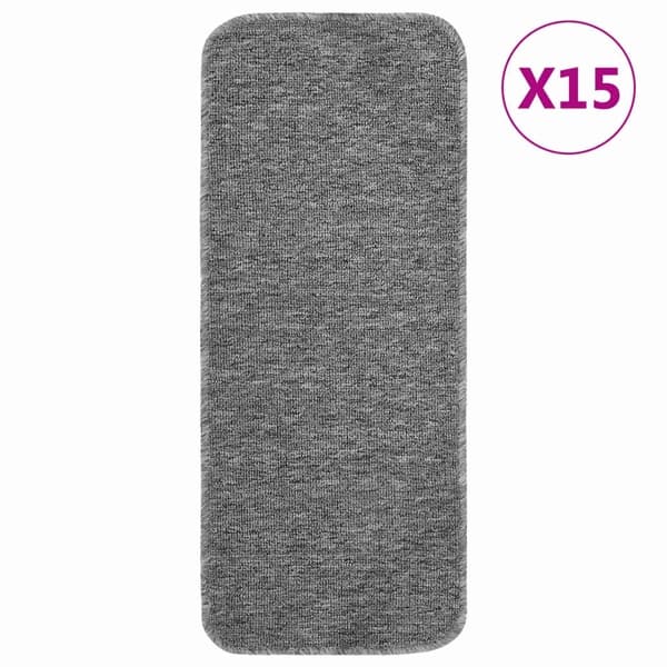 vidaXL Trappstegsmattor halkfri 15 st 60x25 cm grå rektangulär grå