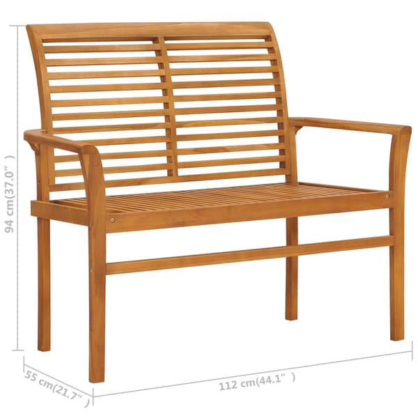 vidaXL Trädgårdsbänk med grå dyna 112 cm massiv teak grå