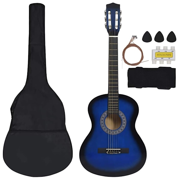 vidaXL Gitarr för nybörjare 8 delar klassisk blå 3/4 36" Blå