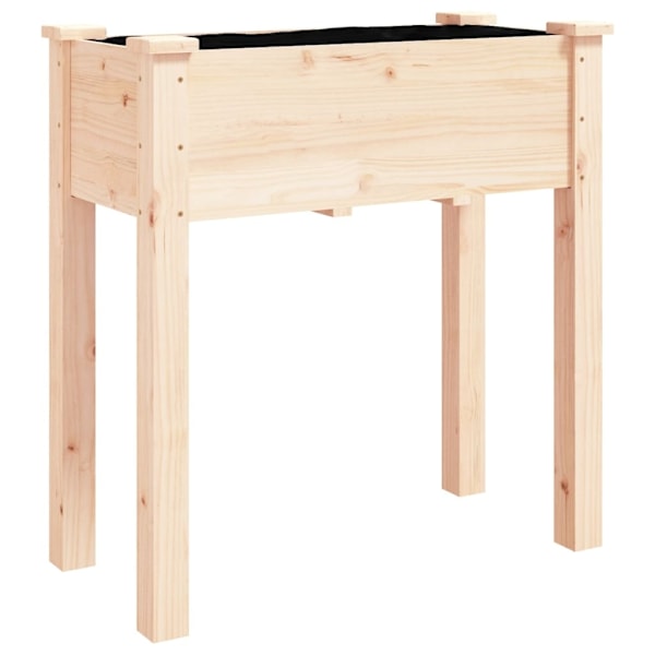 vidaXL Odlingslåda på hjul med foder 71x37x80 cm massivt granträ Brun