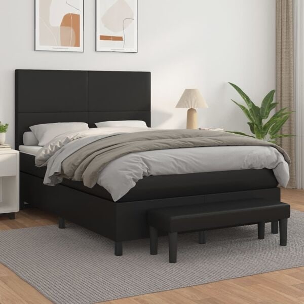 vidaXL Ramsäng med madrass svart 140x190 cm konstläder Svart