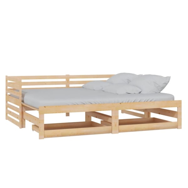 vidaXL Utdragbar dagbädd 2x(90x200) cm massiv furu Brun