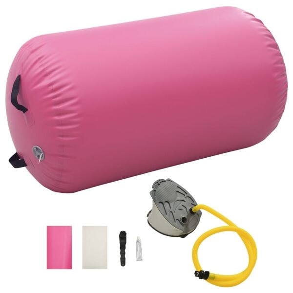 vidaXL Uppblåsbar gymnastikrulle med pump 100x60 cm PVC rosa Rosa