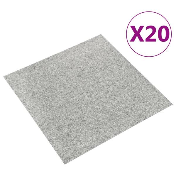vidaXL Textilplattor 20 st 5 m² 50x50 cm ljusgrå grå
