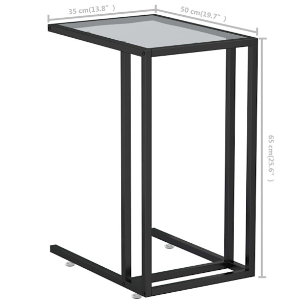 vidaXL Sidobord till datorbord svart 50x35x65 cm härdat glas Svart