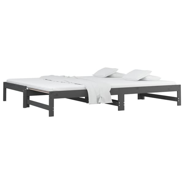 vidaXL Utdragbar dagbädd grå 2x(90x190) cm massiv furu Grå
