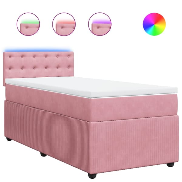 vidaXL Ramsäng med madrass rosa 90x200 cm sammet Rosa