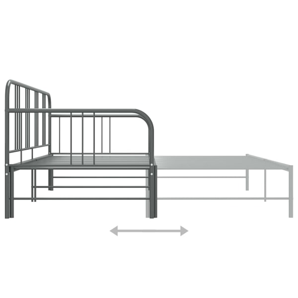 vidaXL Utdragbar sängram bäddsoffa grå metall 90x200 cm grå