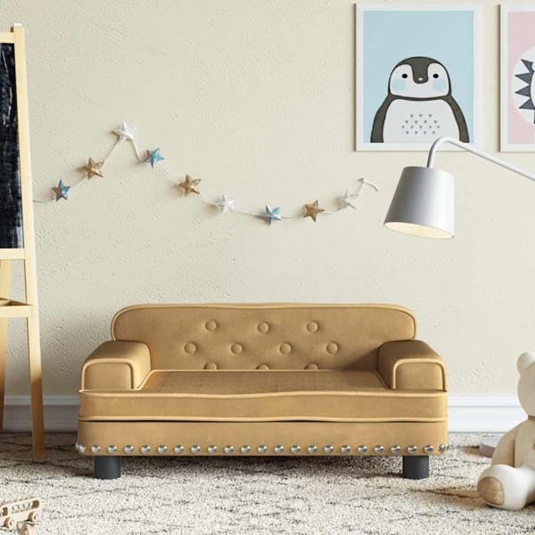 vidaXL Barnsoffa brun 70x45x30 cm sammet Brun