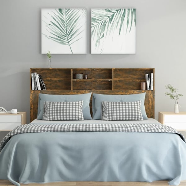 vidaXL Sänggavel med förvaring rökfärgad ek 160x19x103,5 cm Brun