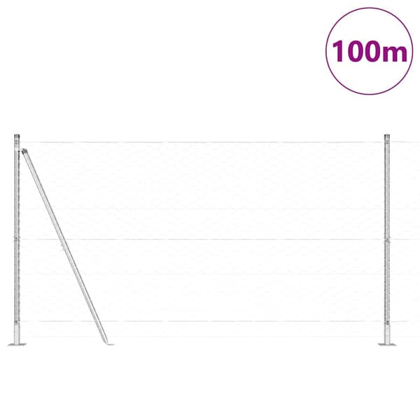 vidaXL Hexagonal stängsel med betongfundament 100 x 1,6 m Silver Mesh Silver