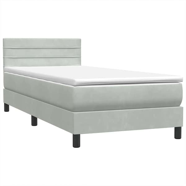 vidaXL Ramsäng med madrass ljusgrå 90x210 cm sammet Grå
