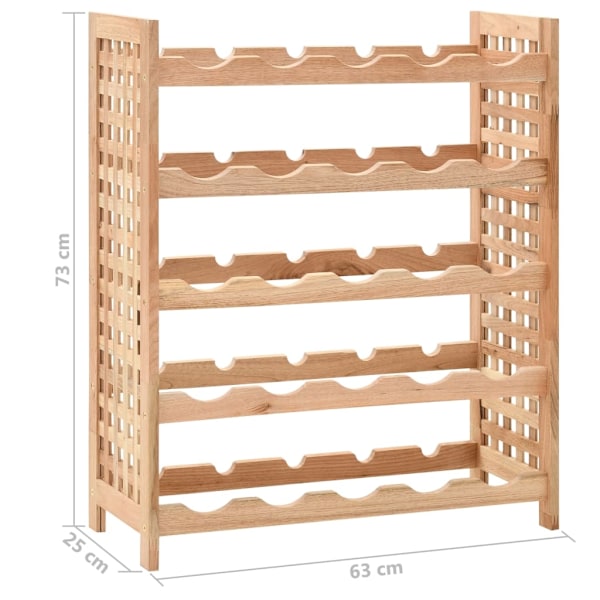vidaXL Vinställ för 25 flaskor massivt valnötsträ 63x25x73 cm Beige