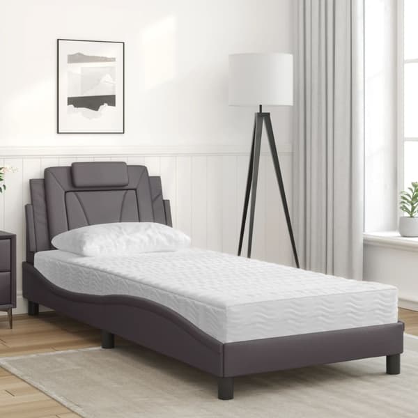 vidaXL Säng med madrass grå 90x190 cm konstläder Grå