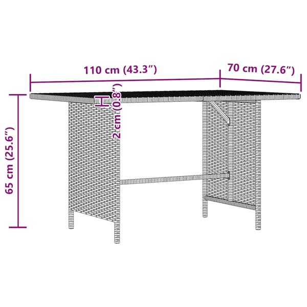 vidaXL Trädgårdsbord grå 110x70x65cm konstrotting grå