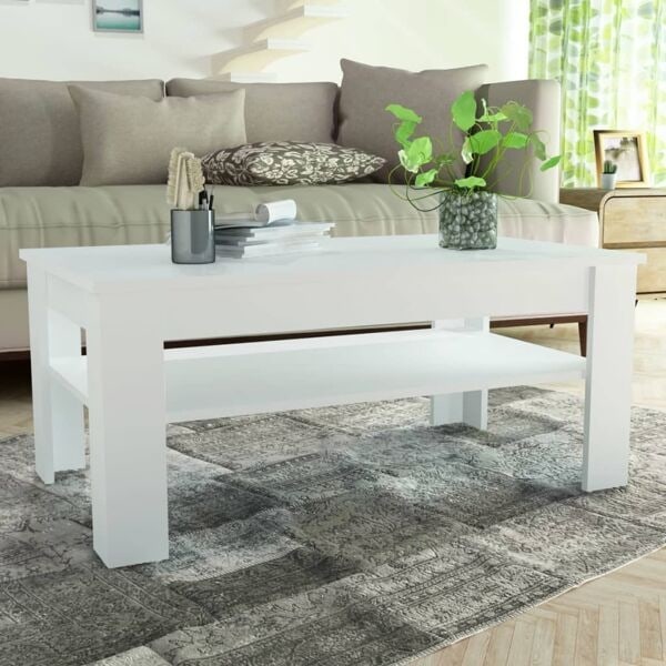 vidaXL Soffbord spånskiva 110x65x48 cm vit Vit