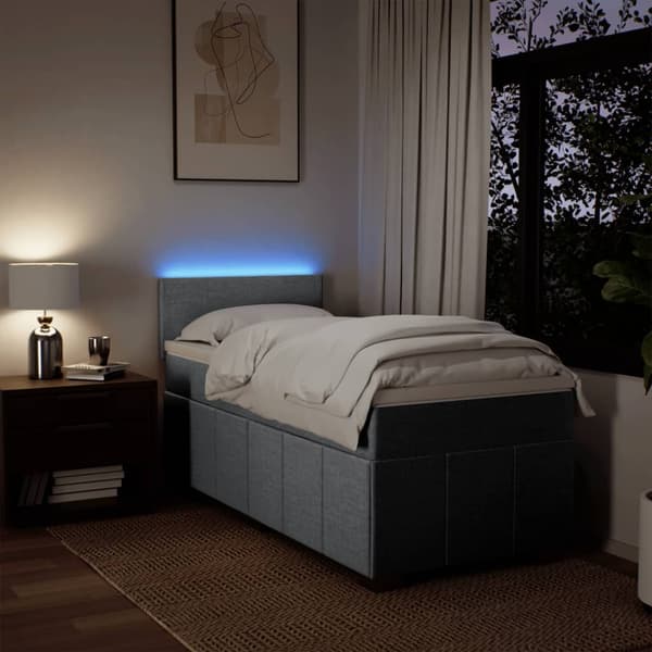 vidaXL Ramsäng med madrass ljusgrå 90x190 cm tyg Grå