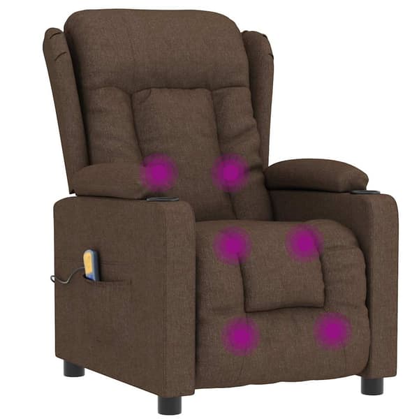 vidaXL Massagefåtölj brun tyg Brun