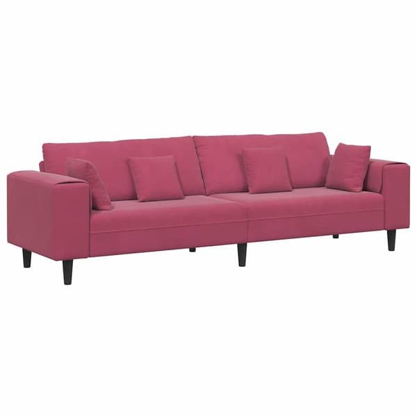vidaXL Soffa Vinröd 250 x 77 x 76 cm Sammet Burgundy