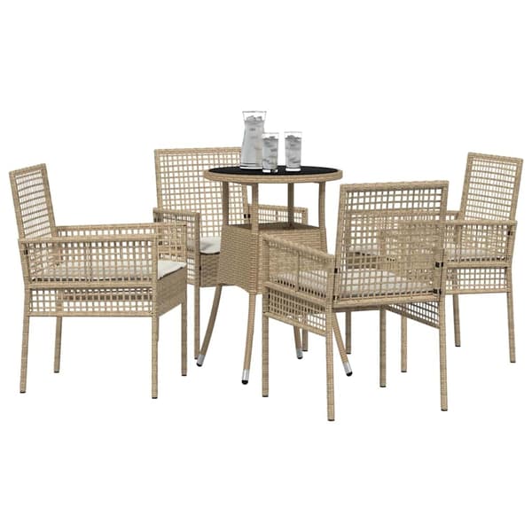 vidaXL Trädgårdsmöbelset 5 pcs Beige konstrotting Beige