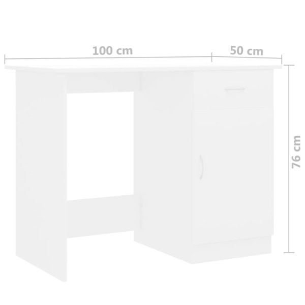 vidaXL Skrivbord vit 100x50x76 cm konstruerat trä Vit
