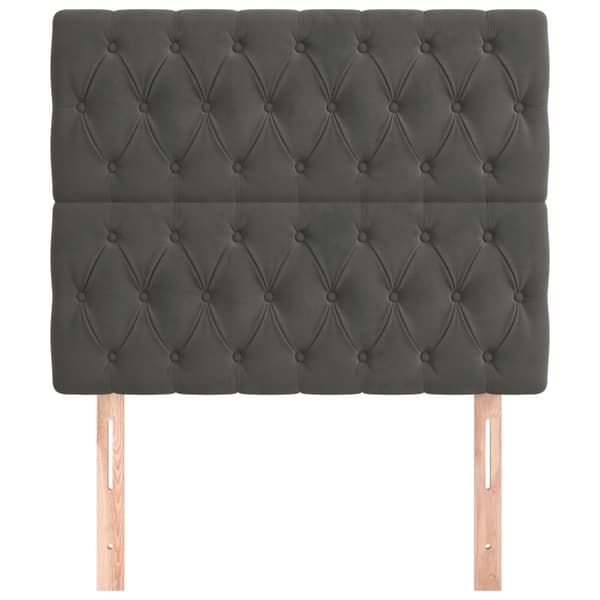 vidaXL Huvudgavlar 2 st mörkgrå 90x7x78/88 cm sammet Grå
