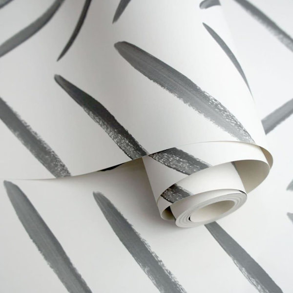 DUTCH WALLCOVERINGS Tapet Chevron svart och vit Vit