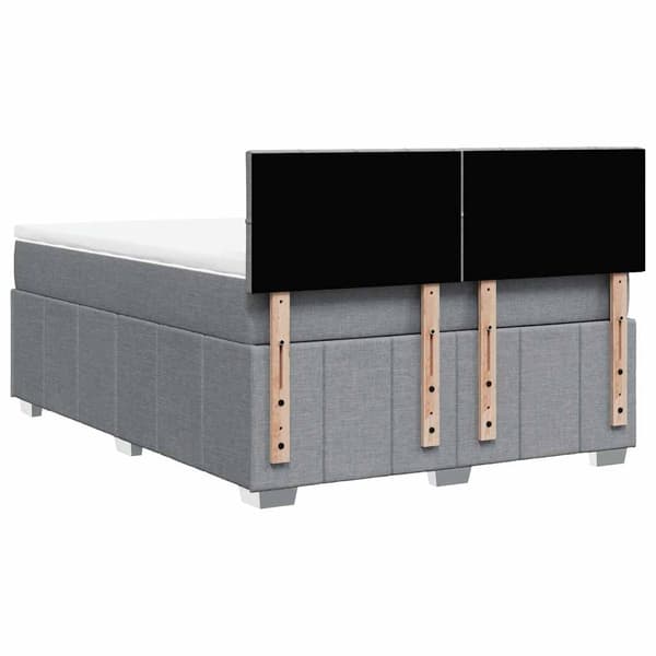 vidaXL Ramsäng med madrass ljusgrå 140x190 cm tyg Grå