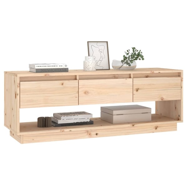 vidaXL Tv-bänk 110,5x34x40 cm massiv furu Brun