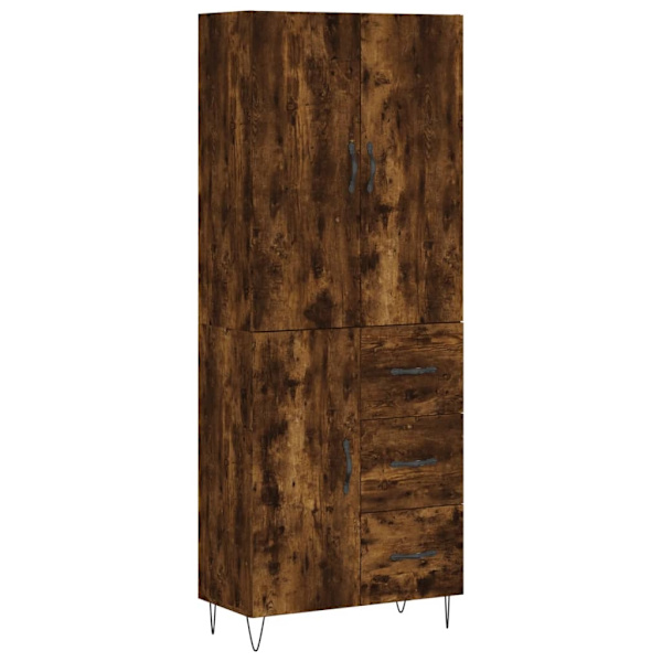 vidaXL Högskåp rökfärgad ek 69,5x34x180 cm konstruerat trä Brun