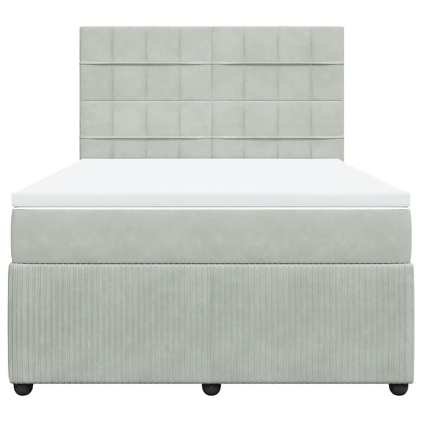 vidaXL Ramsäng med madrass ljusgrå 160x200 cm sammet Grå