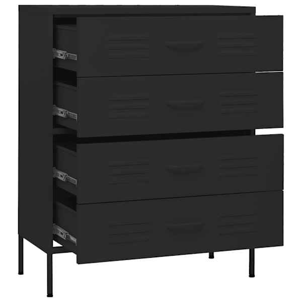 vidaXL Byrå svart 80x35x101,5 cm stål Svart