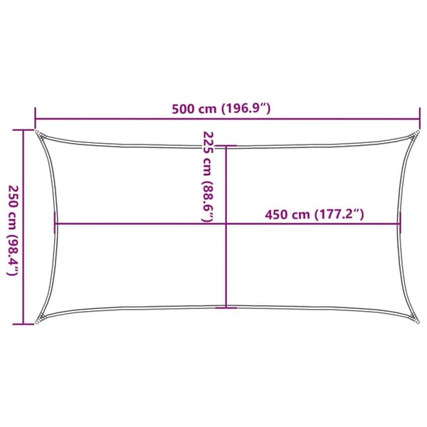 vidaXL Solsegel 160 g/m² rektangulär ljusgrå 2,5x5 m HDPE Grå