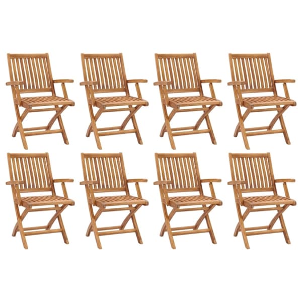 vidaXL Hopfällbara trädgårdsstolar 8 st massiv teak Brun