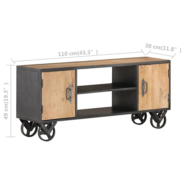 vidaXL TV-bänk 110x30x49 cm massivt återvunnet trä Brun