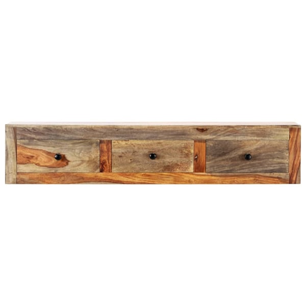 vidaXL Väggmonterat avlastningsbord 100x25x20 cm massivt sheshamträ Brun